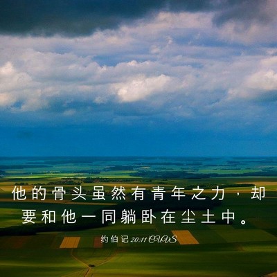 Picture 03 - 约 伯 记 20:11 CUVS - 他 的 骨 头 虽 然 有 青 年 之 力 ， - Bible Verse Picture