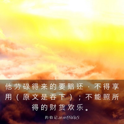 Picture 03 - 约 伯 记 20:18 CUVS - 他 劳 碌 得 来 的 要 赔 还 ， 不 得 - Bible Verse Picture