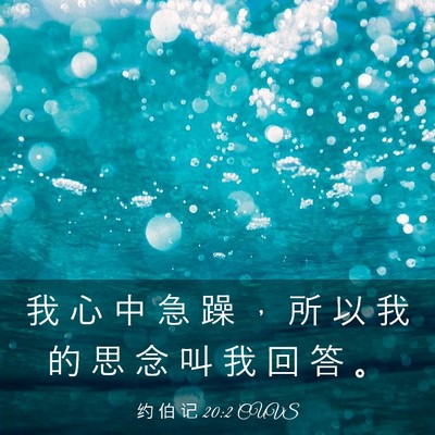 Picture 03 - 约 伯 记 20:2 CUVS - 我 心 中 急 躁 ， 所 以 我 的 思 念 - Bible Verse Picture