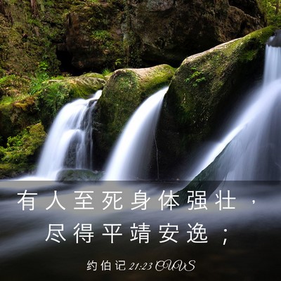 Picture 03 - 约 伯 记 21:23 CUVS - 有 人 至 死 身 体 强 壮 ， 尽 得 平 - Bible Verse Picture