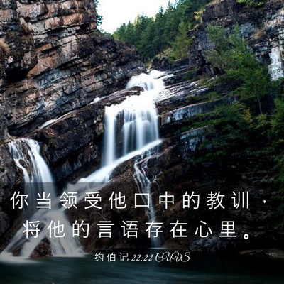 Picture 03 - 约 伯 记 22:22 CUVS - 你 当 领 受 他 口 中 的 教 训 ， 将 - Bible Verse Picture