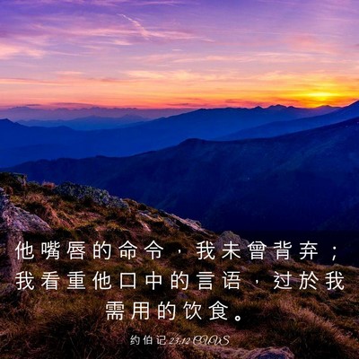 Picture 03 - 约 伯 记 23:12 CUVS - 他 嘴 唇 的 命 令 ， 我 未 曾 背 弃 - Bible Verse Picture