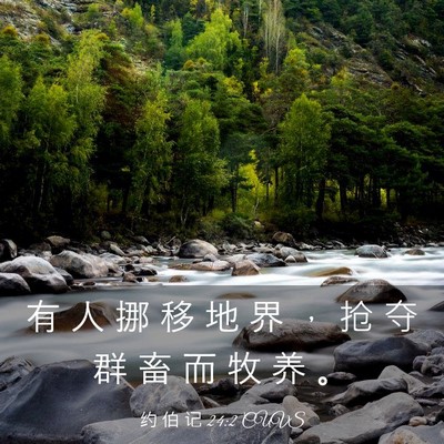 Picture 03 - 约 伯 记 24:2 CUVS - 有 人 挪 移 地 界 ， 抢 夺 群 畜 而 - Bible Verse Picture