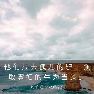 Picture 03 - 约 伯 记 24:3 CUVS - 他 们 拉 去 孤 儿 的 驴 ， 强 取 寡 - Bible Verse Picture