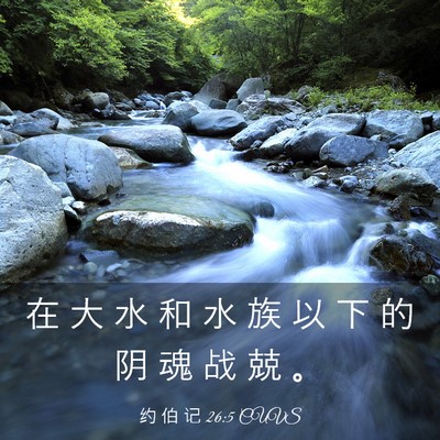 Picture 03 - 约 伯 记 26:5 CUVS - 在 大 水 和 水 族 以 下 的 阴 魂 战 - Bible Verse Picture