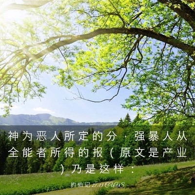 Picture 03 - 约 伯 记 27:13 CUVS - 神 为 恶 人 所 定 的 分 ， 强 暴 人 - Bible Verse Picture