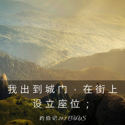 Picture 03 - 约 伯 记 29:7 CUVS - 我 出 到 城 门 ， 在 街 上 设 立 座 - Bible Verse Picture
