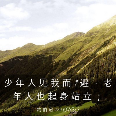 Picture 03 - 约 伯 记 29:8 CUVS - 少 年 人 见 我 而 ? 避 ， 老 年 人 也 - Bible Verse Picture