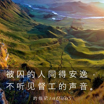 Picture 03 - 约 伯 记 3:18 CUVS - 被 囚 的 人 同 得 安 逸 ， 不 听 见 - Bible Verse Picture
