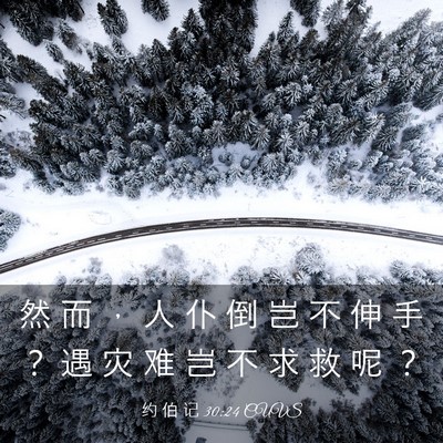 Picture 03 - 约 伯 记 30:24 CUVS - 然 而 ， 人 仆 倒 岂 不 伸 手 ？ 遇 - Bible Verse Picture