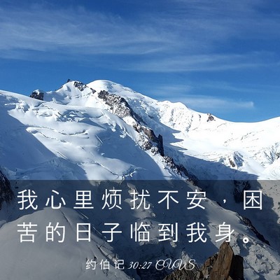 Picture 03 - 约 伯 记 30:27 CUVS - 我 心 里 烦 扰 不 安 ， 困 苦 的 日 - Bible Verse Picture