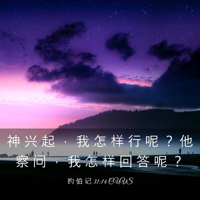 Picture 03 - 约 伯 记 31:14 CUVS - 神 兴 起 ， 我 怎 样 行 呢 ？ 他 察 - Bible Verse Picture