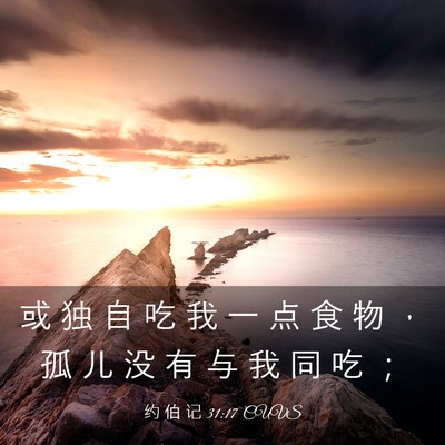 Picture 03 - 约 伯 记 31:17 CUVS - 或 独 自 吃 我 一 点 食 物 ， 孤 儿 - Bible Verse Picture
