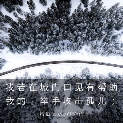 Picture 03 - 约 伯 记 31:21 CUVS - 我 若 在 城 门 口 见 有 帮 助 我 的 - Bible Verse Picture