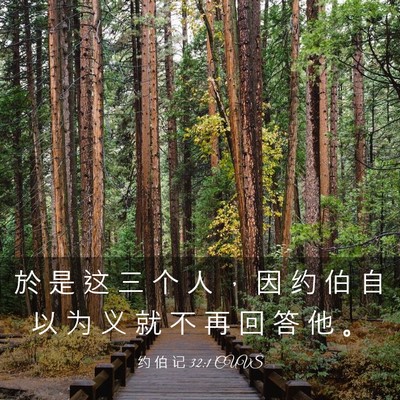 Picture 03 - 约 伯 记 32:1 CUVS - 於 是 这 三 个 人 ， 因 约 伯 自 以 - Bible Verse Picture
