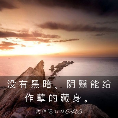 Picture 03 - 约 伯 记 34:22 CUVS - 没 有 黑 暗 、 阴 翳 能 给 作 孽 的 - Bible Verse Picture