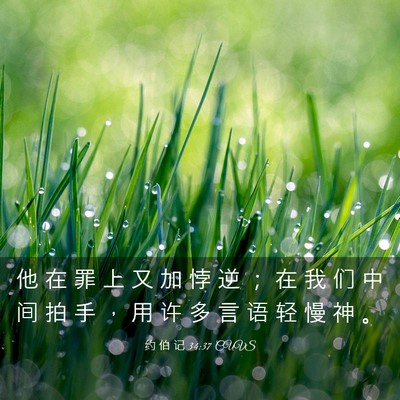 Picture 03 - 约 伯 记 34:37 CUVS - 他 在 罪 上 又 加 悖 逆 ； 在 我 们 - Bible Verse Picture