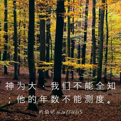 Picture 03 - 约 伯 记 36:26 CUVS - 神 为 大 ， 我 们 不 能 全 知 ； 他 - Bible Verse Picture