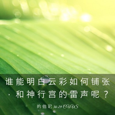 Picture 03 - 约 伯 记 36:29 CUVS - 谁 能 明 白 云 彩 如 何 铺 张 ， 和 - Bible Verse Picture