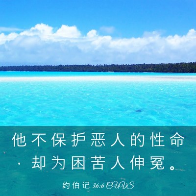Picture 03 - 约 伯 记 36:6 CUVS - 他 不 保 护 恶 人 的 性 命 ， 却 为 - Bible Verse Picture