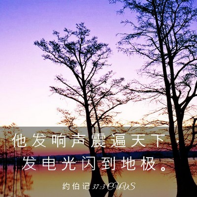 Picture 03 - 约 伯 记 37:3 CUVS - 他 发 响 声 震 遍 天 下 ， 发 电 光 - Bible Verse Picture