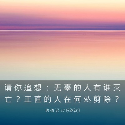 Picture 03 - 约 伯 记 4:7 CUVS - 请 你 追 想 ： 无 辜 的 人 有 谁 灭 - Bible Verse Picture