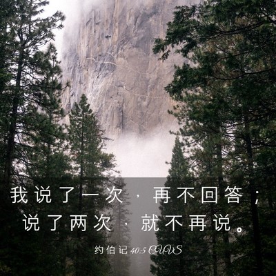 Picture 03 - 约 伯 记 40:5 CUVS - 我 说 了 一 次 ， 再 不 回 答 ； 说 - Bible Verse Picture