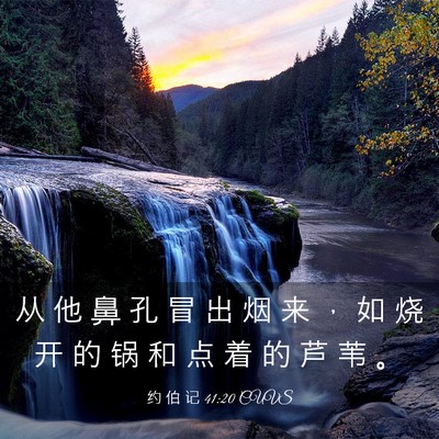 Picture 03 - 约 伯 记 41:20 CUVS - 从 他 鼻 孔 冒 出 烟 来 ， 如 烧 开 - Bible Verse Picture