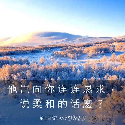 Picture 03 - 约 伯 记 41:3 CUVS - 他 岂 向 你 连 连 恳 求 ， 说 柔 和 - Bible Verse Picture