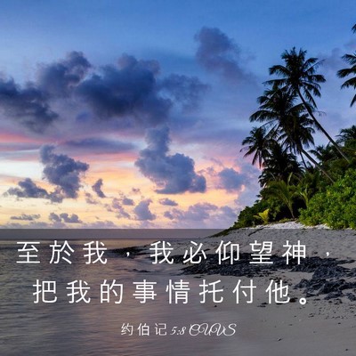Picture 03 - 约 伯 记 5:8 CUVS - 至 於 我 ， 我 必 仰 望 神 ， 把 我 - Bible Verse Picture