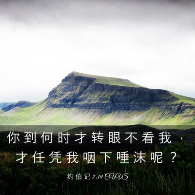 Picture 03 - 约 伯 记 7:19 CUVS - 你 到 何 时 才 转 眼 不 看 我 ， 才 - Bible Verse Picture