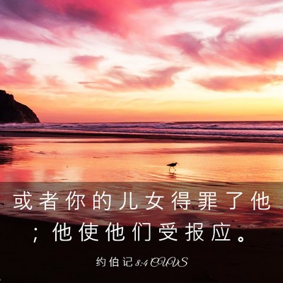 Picture 03 - 约 伯 记 8:4 CUVS - 或 者 你 的 儿 女 得 罪 了 他 ； 他 - Bible Verse Picture