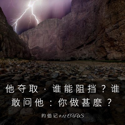 Picture 03 - 约 伯 记 9:12 CUVS - 他 夺 取 ， 谁 能 阻 挡 ？ 谁 敢 问 - Bible Verse Picture