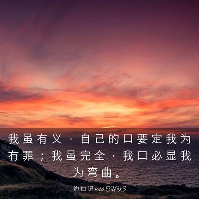 Picture 03 - 约 伯 记 9:20 CUVS - 我 虽 有 义 ， 自 己 的 口 要 定 我 - Bible Verse Picture