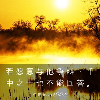 Picture 03 - 约 伯 记 9:3 CUVS - 若 愿 意 与 他 争 辩 ， 千 中 之 一 - Bible Verse Picture