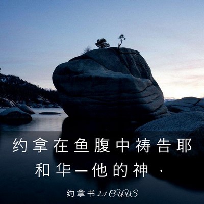 Picture 03 - 约 拿 书 2:1 CUVS - 约 拿 在 鱼 腹 中 祷 告 耶 和 华 ─ - Bible Verse Picture
