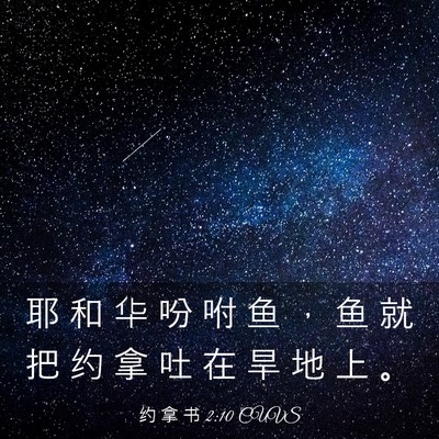 Picture 03 - 约 拿 书 2:10 CUVS - 耶 和 华 吩 咐 鱼 ， 鱼 就 把 约 拿 - Bible Verse Picture
