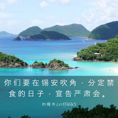 Picture 03 - 约 珥 书 2:15 CUVS - 你 们 要 在 锡 安 吹 角 ， 分 定 禁 - Bible Verse Picture