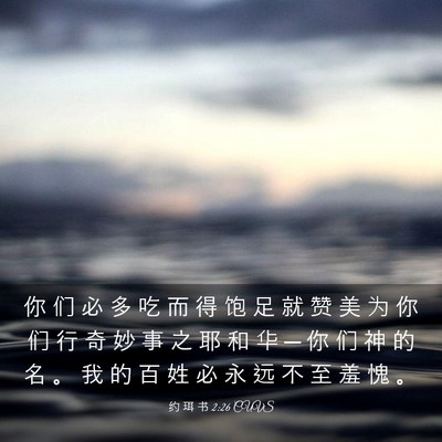 Picture 03 - 约 珥 书 2:26 CUVS - 你 们 必 多 吃 而 得 饱 足 就 赞 美 - Bible Verse Picture