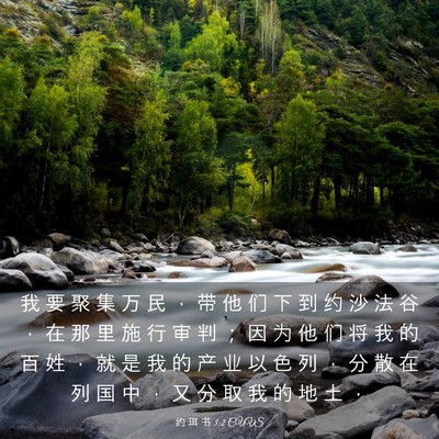 Picture 03 - 约 珥 书 3:2 CUVS - 我 要 聚 集 万 民 ， 带 他 们 下 到 - Bible Verse Picture