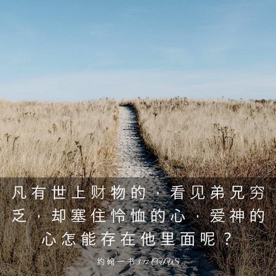 Picture 03 - 约 翰 一 书 3:17 CUVS - 凡 有 世 上 财 物 的 ， 看 见 弟 兄 - Bible Verse Picture