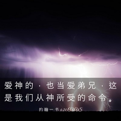 Picture 03 - 约 翰 一 书 4:21 CUVS - 爱 神 的 ， 也 当 爱 弟 兄 ， 这 是 - Bible Verse Picture