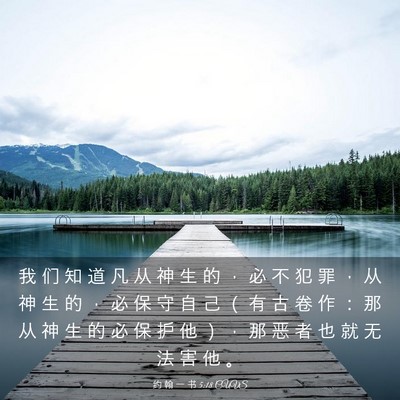 Picture 03 - 约 翰 一 书 5:18 CUVS - 我 们 知 道 凡 从 神 生 的 ， 必 不 - Bible Verse Picture