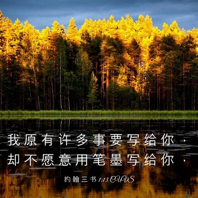 Picture 03 - 约 翰 三 书 1:13 CUVS - 我 原 有 许 多 事 要 写 给 你 ， 却 - Bible Verse Picture
