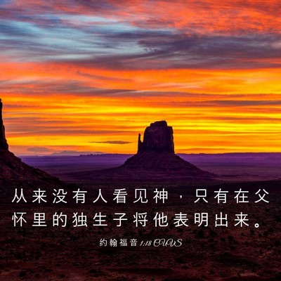 Picture 03 - 约 翰 福 音 1:18 CUVS - 从 来 没 有 人 看 见 神 ， 只 有 在 - Bible Verse Picture