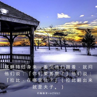 Picture 03 - 约 翰 福 音 1:38 CUVS - 耶 稣 转 过 身 来 ， 看 见 他 们 跟 - Bible Verse Picture