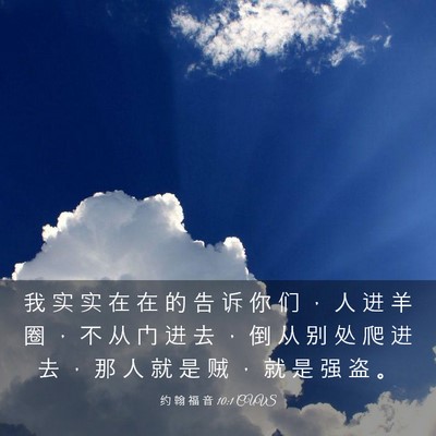 Picture 03 - 约 翰 福 音 10:1 CUVS - 我 实 实 在 在 的 告 诉 你 们 ， 人 - Bible Verse Picture