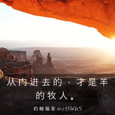 Picture 03 - 约 翰 福 音 10:2 CUVS - 从 门 进 去 的 ， 才 是 羊 的 牧 人 - Bible Verse Picture