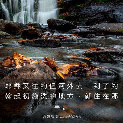 Picture 03 - 约 翰 福 音 10:40 CUVS - 耶 稣 又 往 约 但 河 外 去 ， 到 了 - Bible Verse Picture
