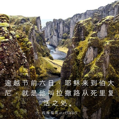 Picture 03 - 约 翰 福 音 12:1 CUVS - 逾 越 节 前 六 日 ， 耶 稣 来 到 伯 - Bible Verse Picture